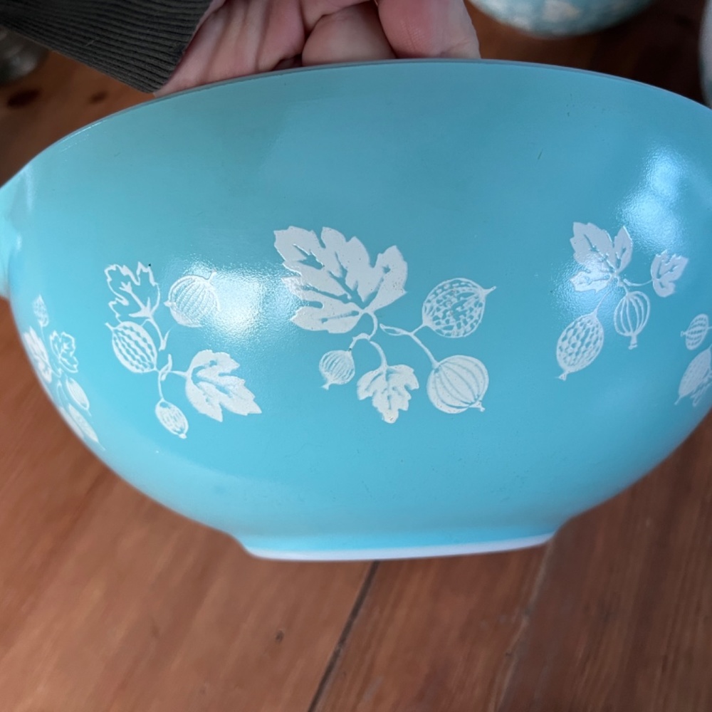 Pyrex Gooseberry TURQUOISE cinderella mixing bowls RARE set of 4 - Picture 11 of 13